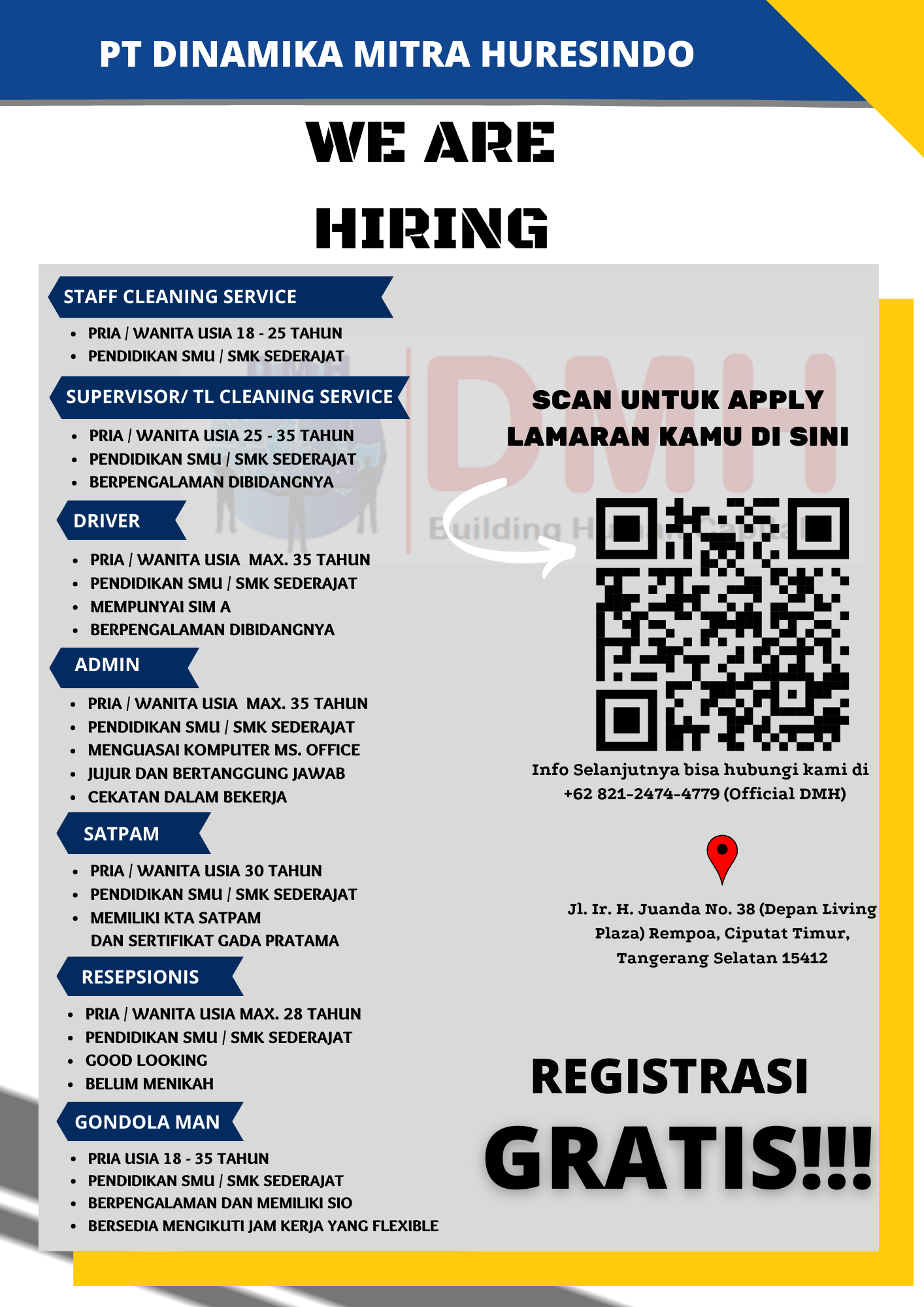Lowongan Kerja PT Dinamika Mitra Huresindo